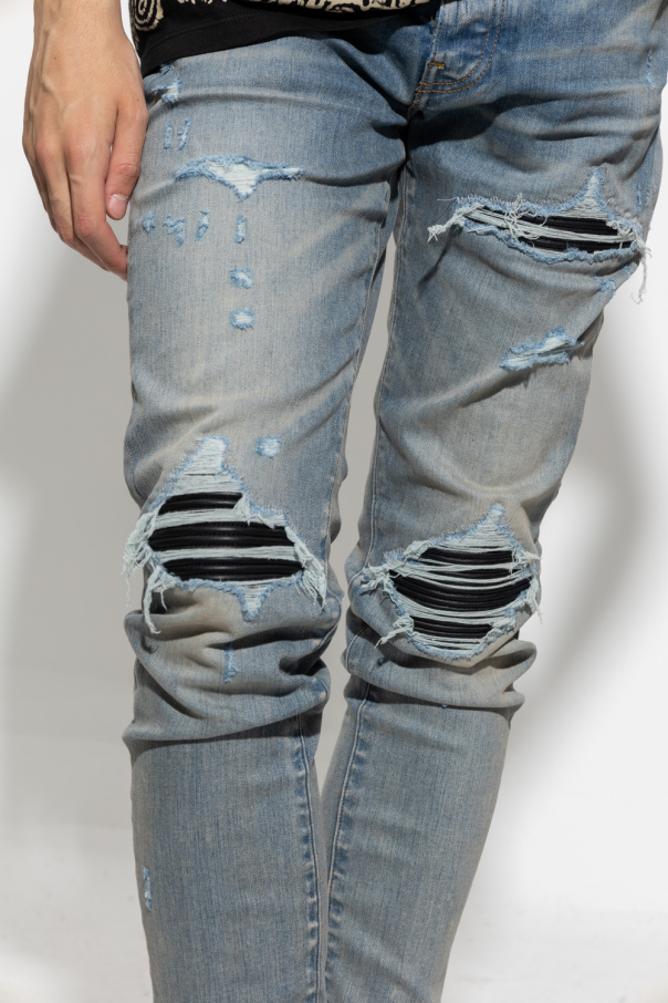【送料&関税込】AMIRI Denim Jeans AMIRI Distressed bandana-detail Jeans | Grey | FARFETCH JO
